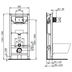Туалет, подвесной Ideal Standard Tesi, с крышкой, 365 мм x 535 мм
