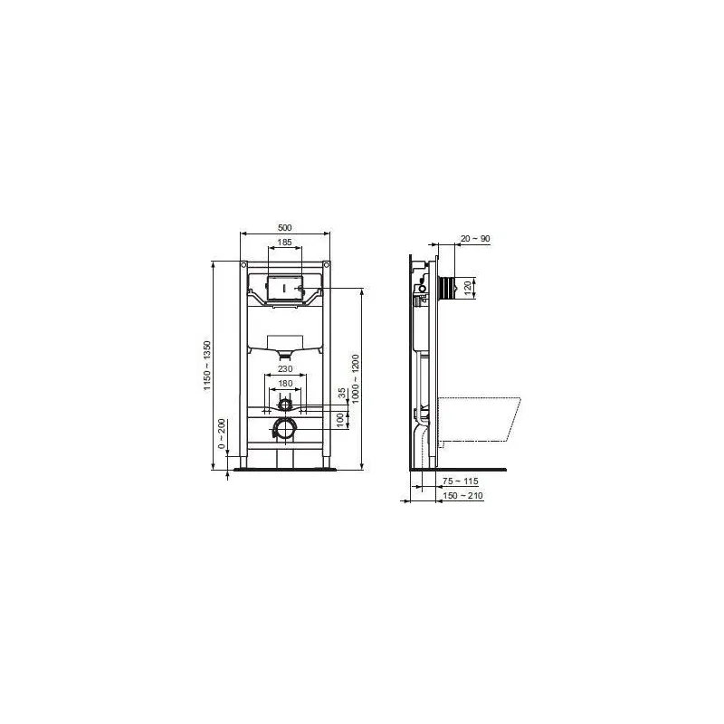 Tualete, pakarināms Ideal Standard Tesi, ar vāku, 365 mm x 535 mm