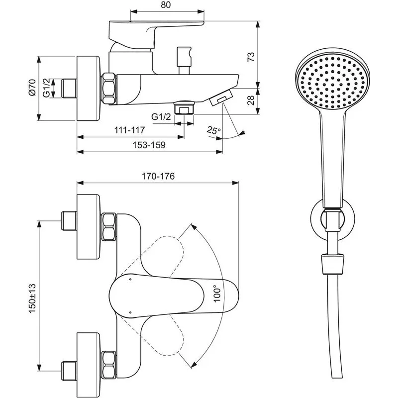 Vannas jaucējkrāns Ideal Standard BC706AA, hroma