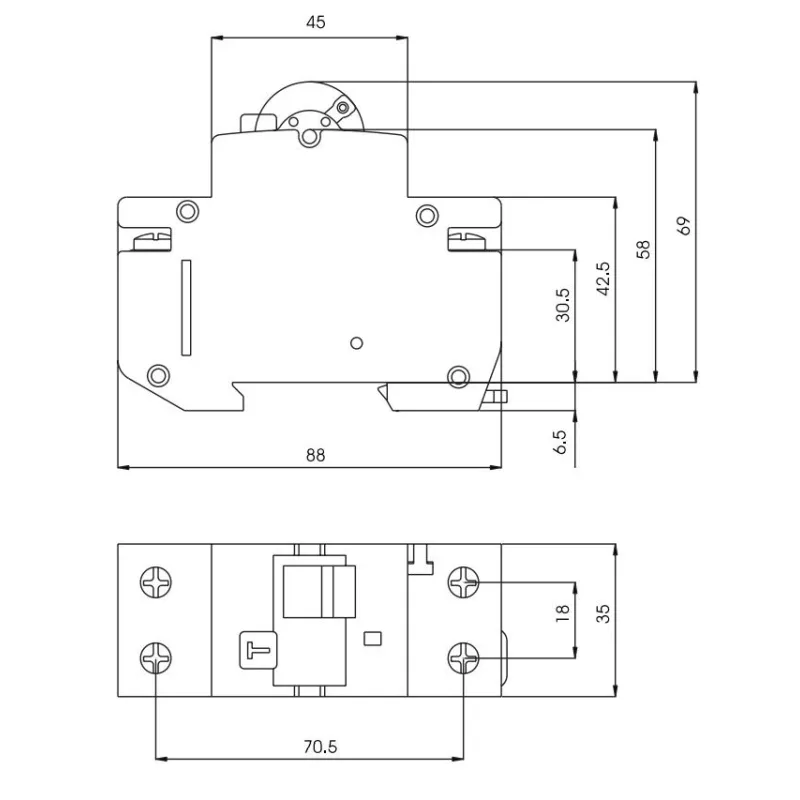 Strāvas noplūdes relejs ETI KZS-2M, 2P, 25 A, 230 V, 30 mA