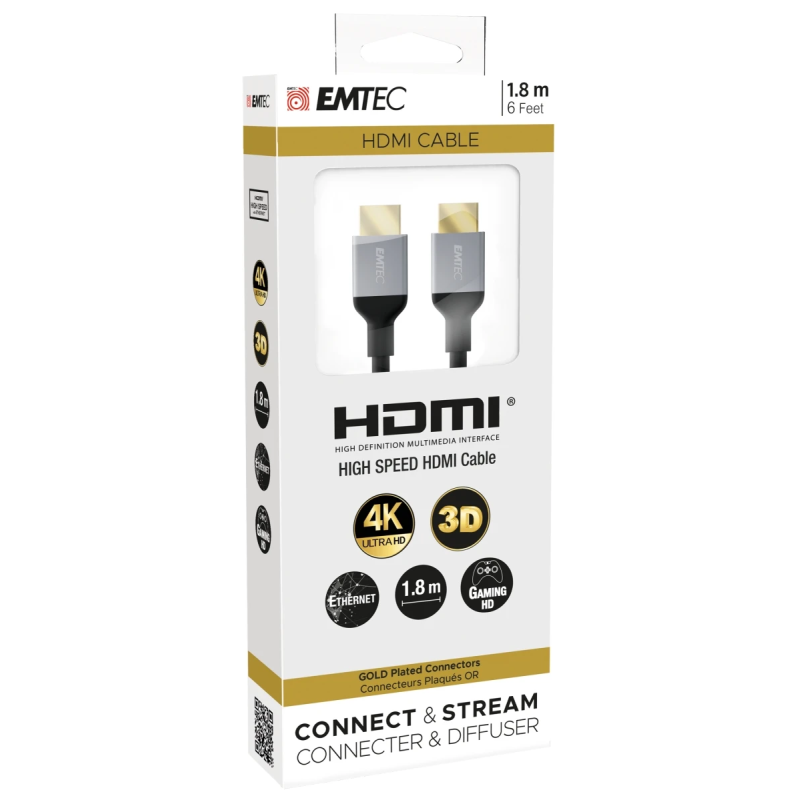 Emtec Cable HDMI to HDMI 4K 1.8.