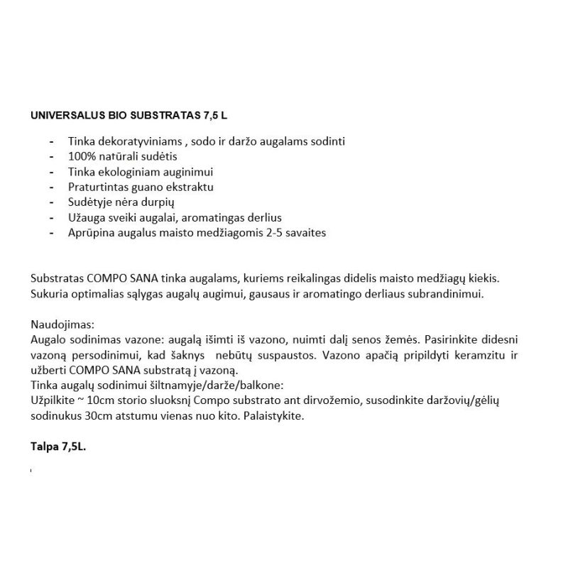 Augsne bio universālā dez kūdras 7,5l