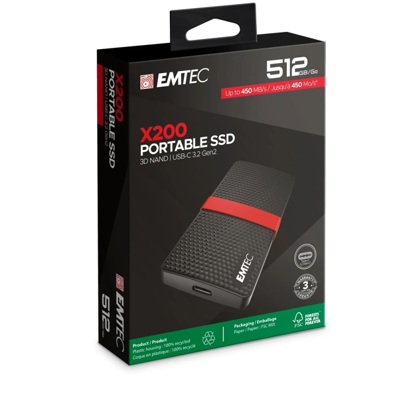 Emtec SSD 3.1 X200 512GB Power Plus Portable