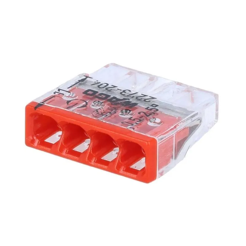 Vadu savienojums Wago 2273-204-25, 4 x 0,5-2,5 mm², 24 A, sarkana krās., 25 gab.