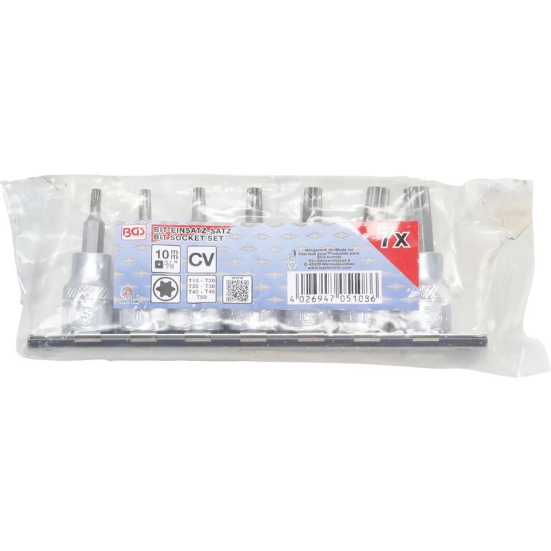 Bit Socket Set - 10 mm ,3-8, Drive - T-Star ,for Torx, T15 - T50 - 7 pcs.