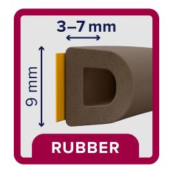 Blīvlente d-profils brūns 9x7mm 6m