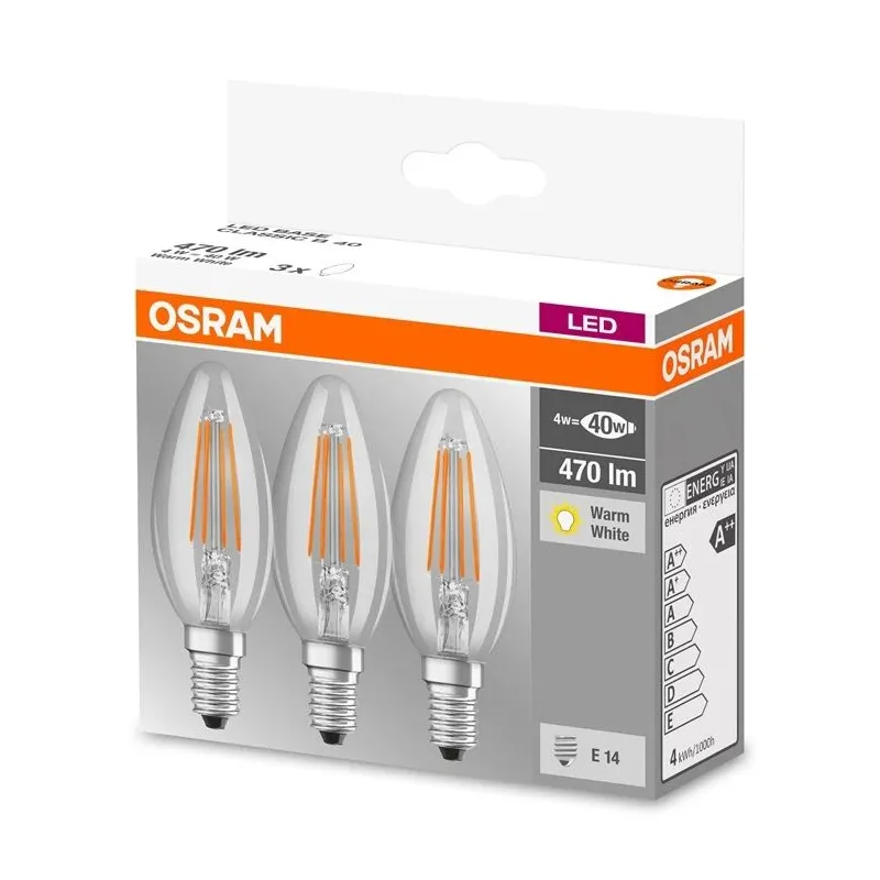 Spuldze Osram LED, B40, 2700 °K, E14, 4 W, 470 lm
