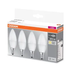 Spuldze Osram LED, B40, 2700 °K, E14, 5.7 W, 470 lm, 4 gab.