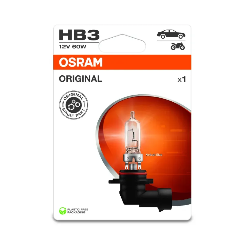 Auto spuldze Osram 9005-1BL, halogēnā spuldze, caurspīdīga, 12 V