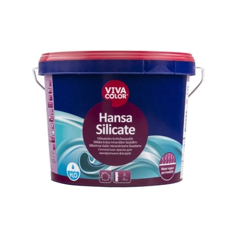 Krāsa mūra fasādēm hansa silicat 2,7l sa