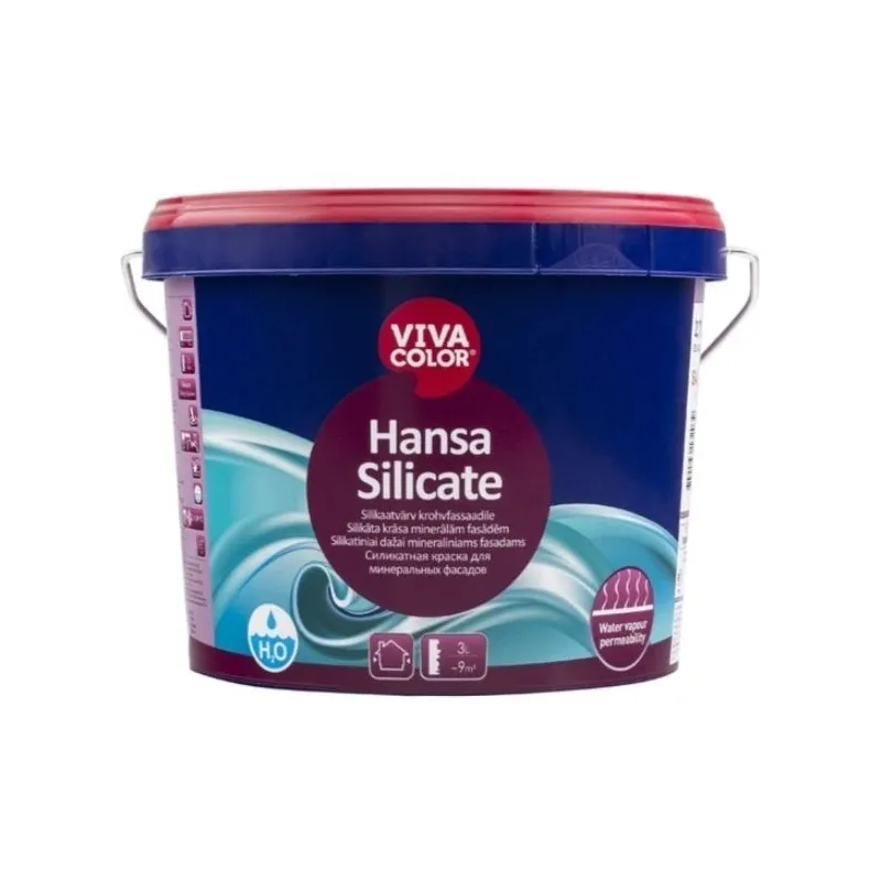 Fasāžu krāsa Vivacolor Hansa Silicate, balta, 2.7 l