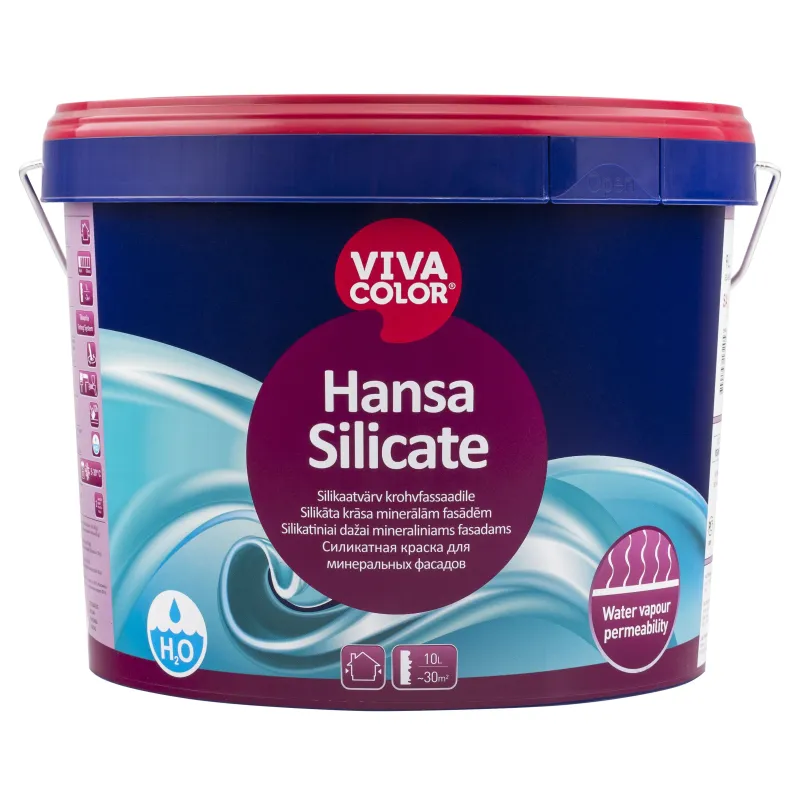 Fasāžu krāsa Vivacolor, hansa silicat krās., 9 l