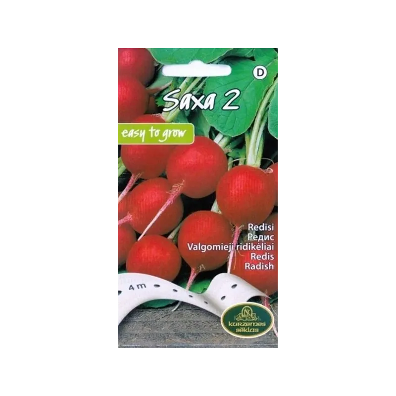 Sēklas Kurzemes sēklas, redīsi Saxa 2, 4 g, 4 m