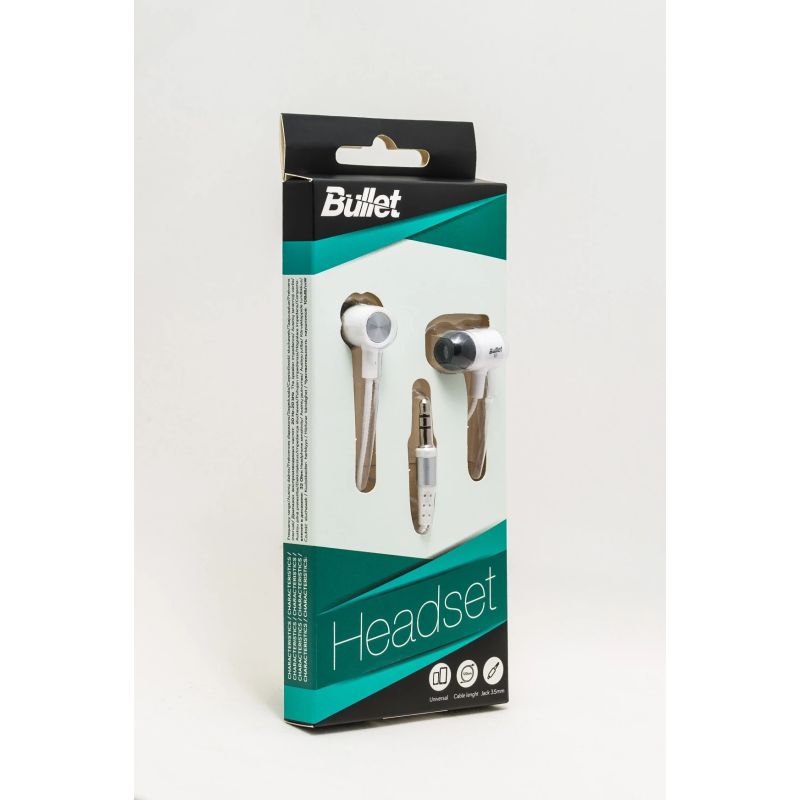 Austiņas ar mikrof. 3.5mm bullet baltas