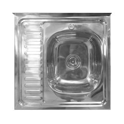 Накладная нержавеющая раковина 600x600, правая