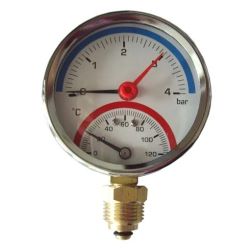 Termomanometrs radiāls, ar pieslēgumu no sāniem