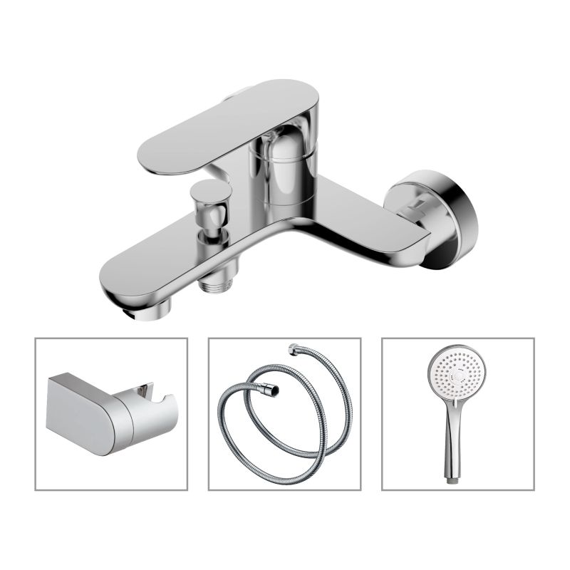 Ūdens maisītājs vannai un dušai Vento Napoli, hroms, ar aksesuāriem