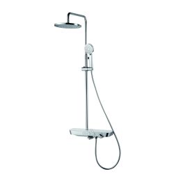 Vannas un dušas sistēma Vento Tivoli ar plauktu un snīpi, balts-hroms