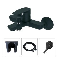 Ūdens maisītājs vannai un dušai Vento Palermo Black, ar aksesuāriem