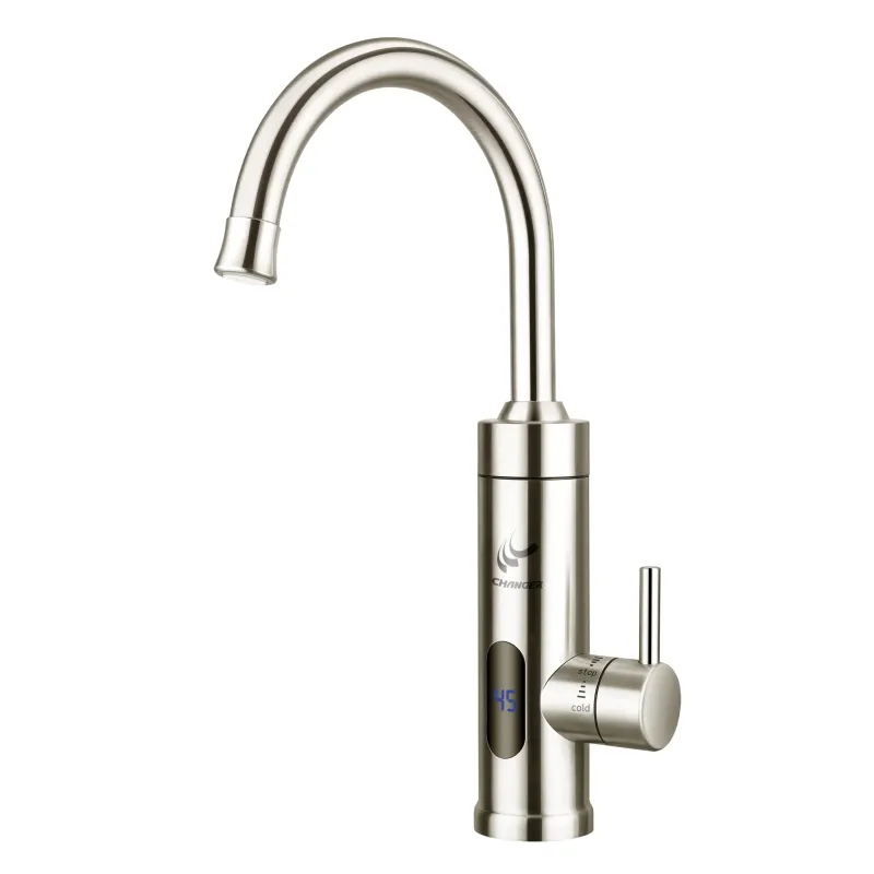 Caurplūdes ūdens sildītājs Changer AQN-7E-3T LCD, hroma krās.