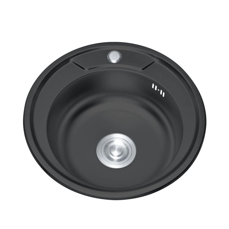 Nerūsējoša tērauda izlietne TREDI d 51 melna, iegriežama