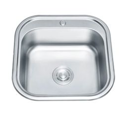 Nerūsējoša tērauda izlietne TREDI 48X48 auduma struktūra, iegriežama