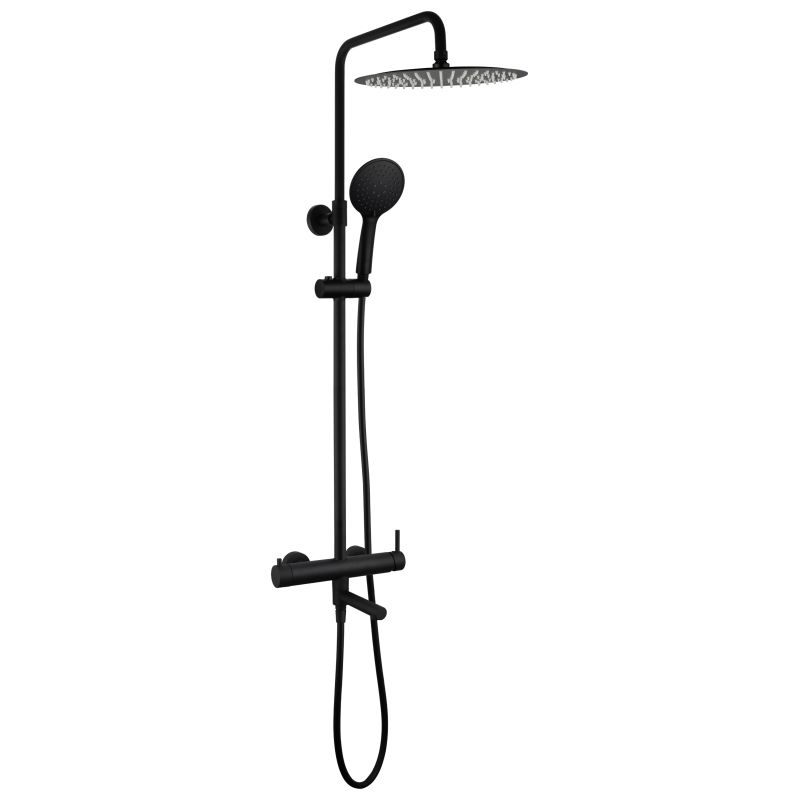 Dušas un vannas maisītājs Vento Verona ar augšēju un rokas dušu ar snīpi melns