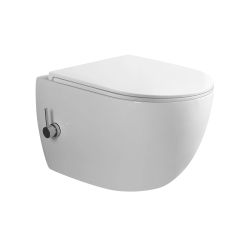 Tualetes pods Vento Dorotea stiprināms pie sienas Rimless ar bidē funkciju balts ar Duroplast Soft Clode poda vāku