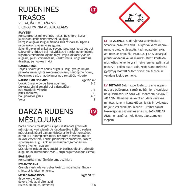 Dārza rudens mēslojums npk 0-8-18, 4 kg