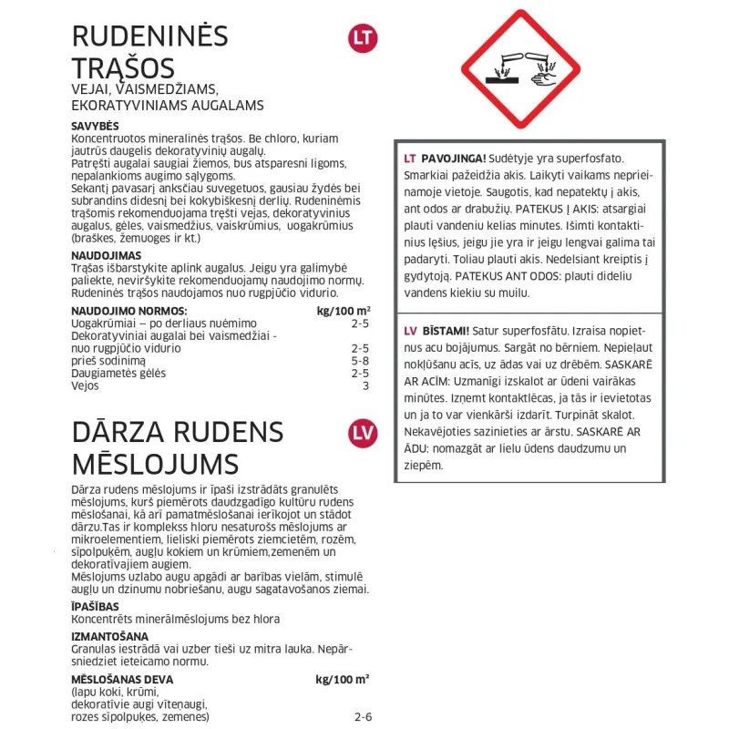 Mēslojums zālienam, augļu kokiem Baltic Agro, granulēts, 4 kg