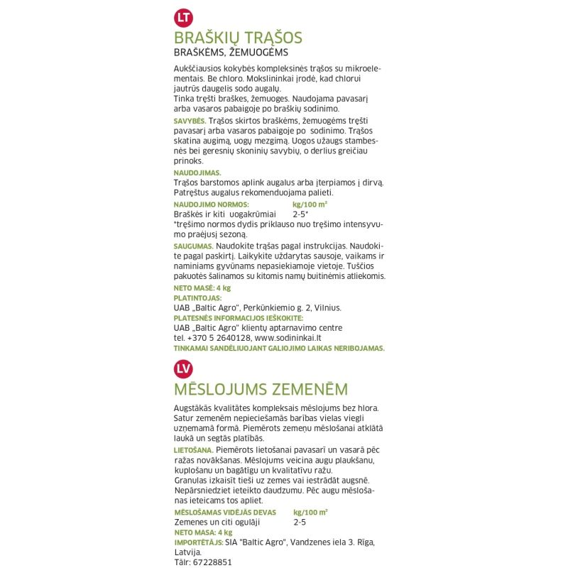 Mēslojums zemenēm 1kg