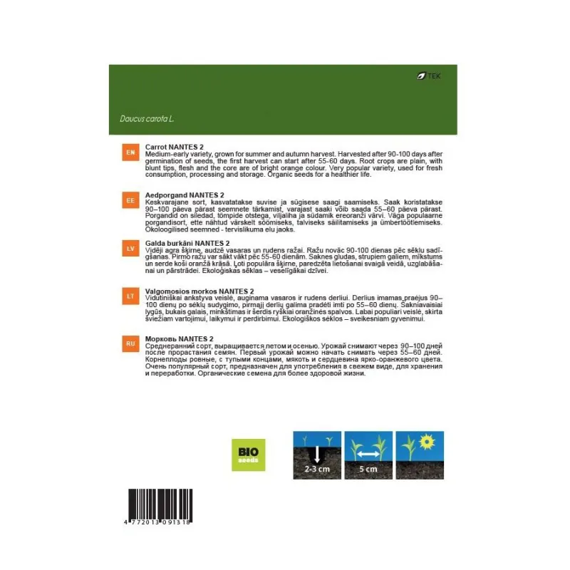 Sēklas Garden Center, burkāns Nantes 2, 2 g