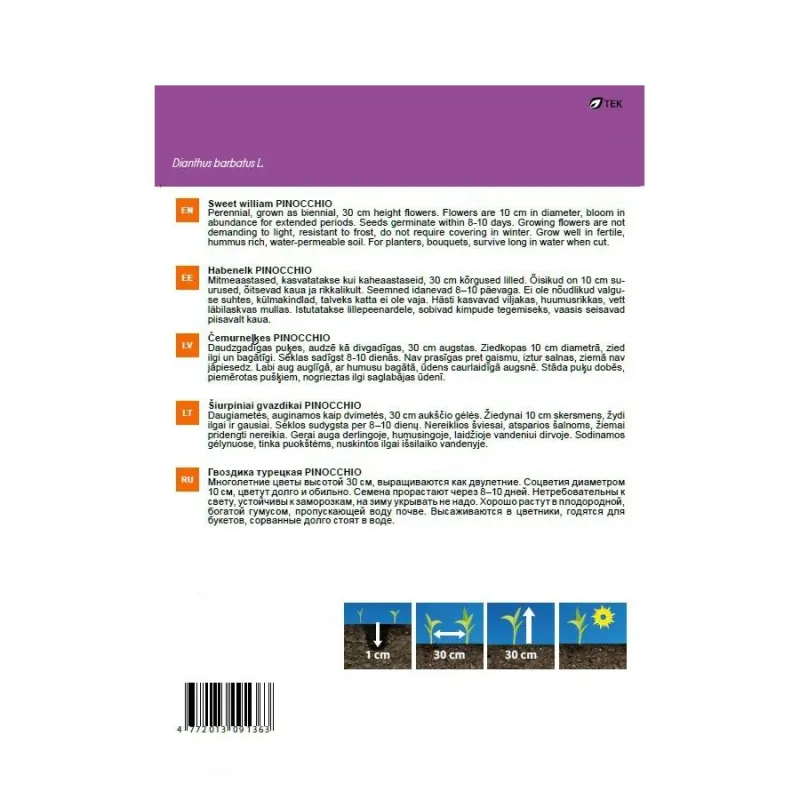Sēklas Garden Center neļķes Pinocchio, 0.5 g