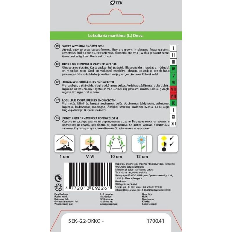 Sēklas jūrmalas lobulārijas snowcloth