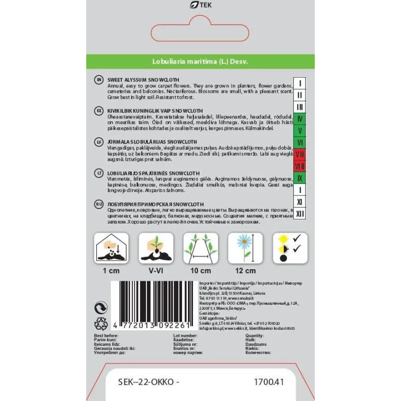 Sėklos Okko lobuliarija Snowcloth, 0.5 g