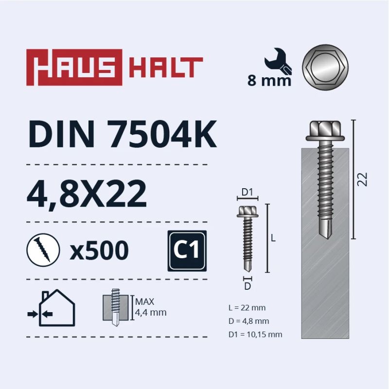 Skrūve pašgriez 4,8x22 din7504k zn ,500,