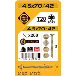 Kokskrūves 45 x 70-42 mm ruspert 200gab.