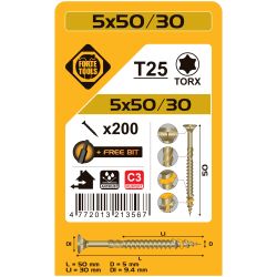 Kokskrūves 5x50-30mm rusperttx25 200gab.