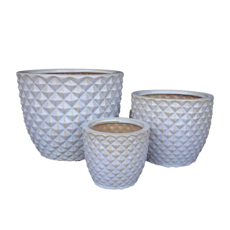 Puķu pods Domoletti IP17-1063_L, keramika, balta krās.