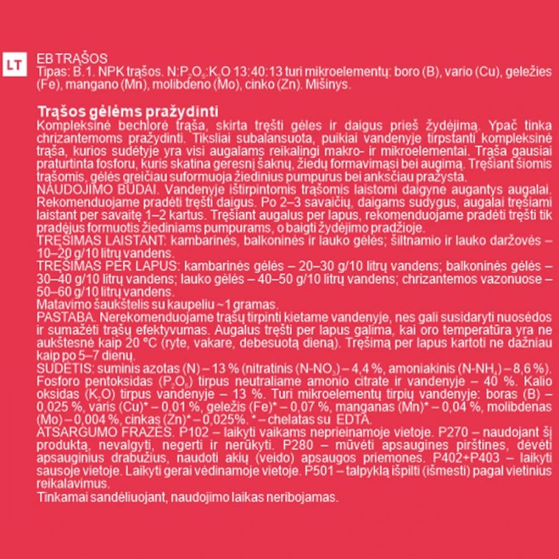 Mēsl.ziedu zied.veic. npk 13-40-13 100g