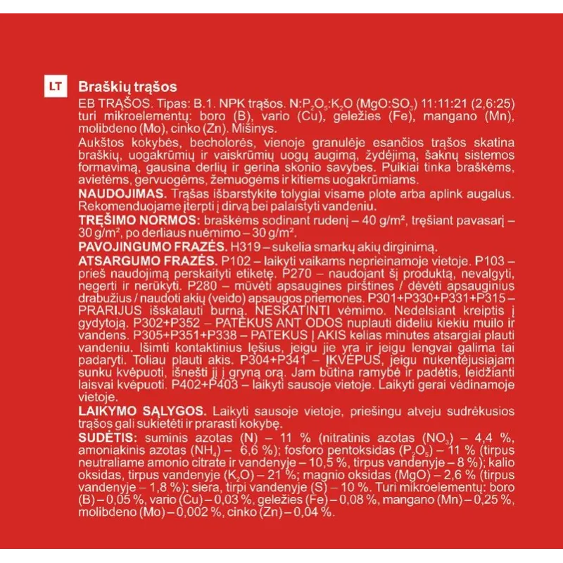 Mēslojums zemenēm Garden Center, lielam apjomam, 2 kg