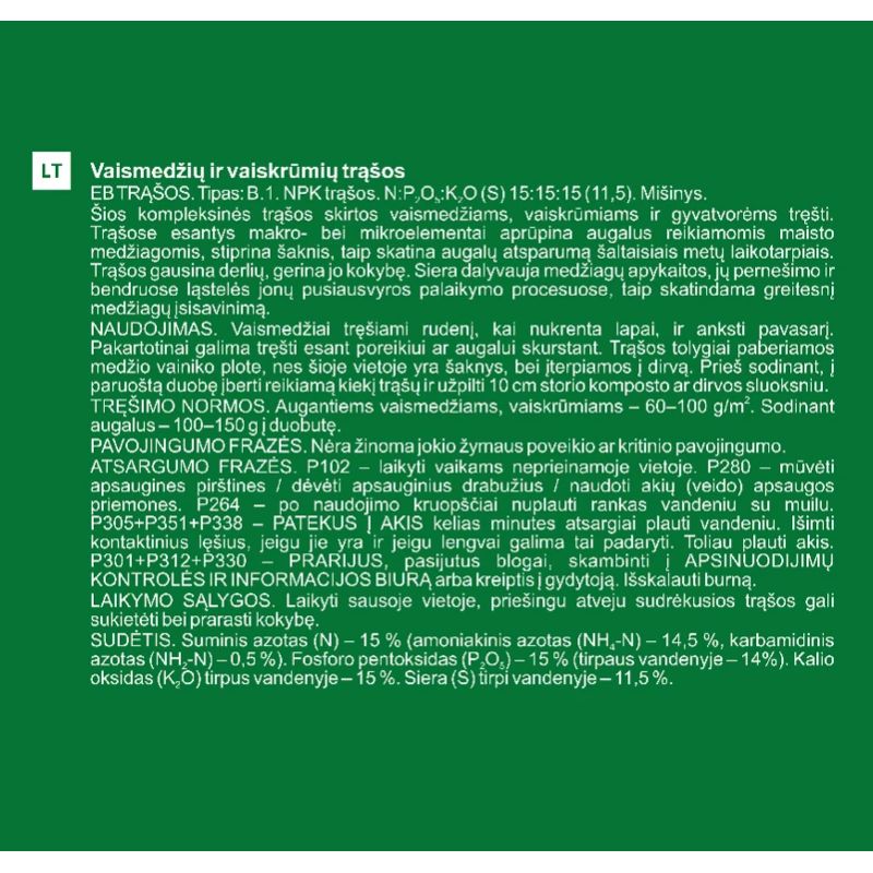 Mēslojums augļu kokiem garden center 3kg