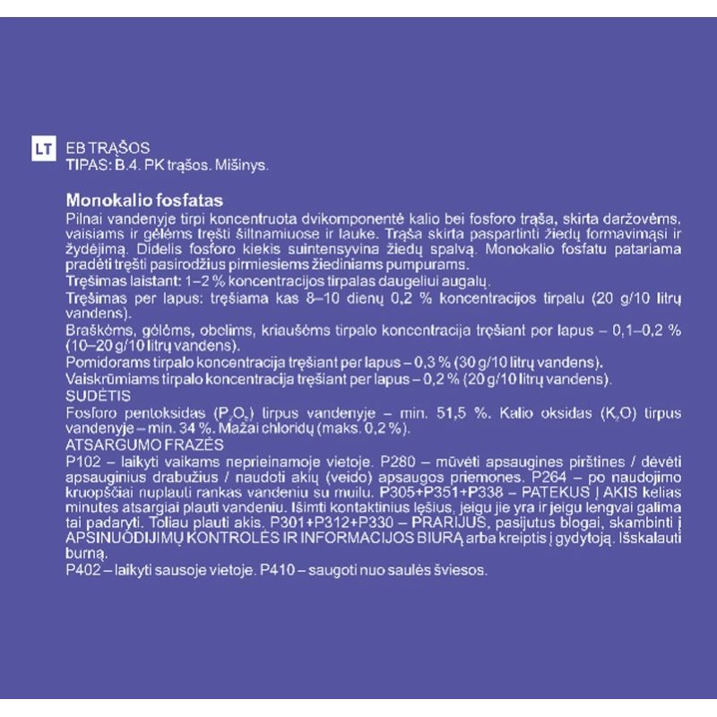 Mēslojums monokālija fosfāts gc 1 kg