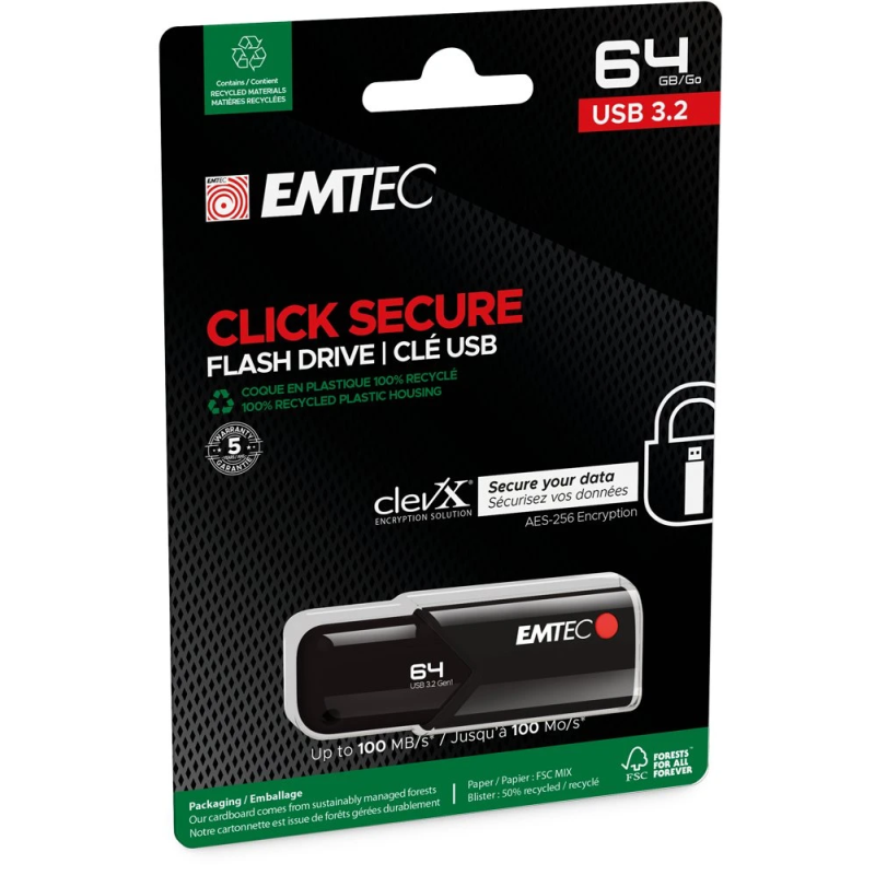 Emtec USB3.2 Click Secure B120 64GB