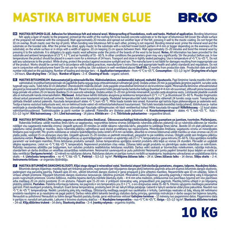 Mastika briko bitumen glue 10kg.