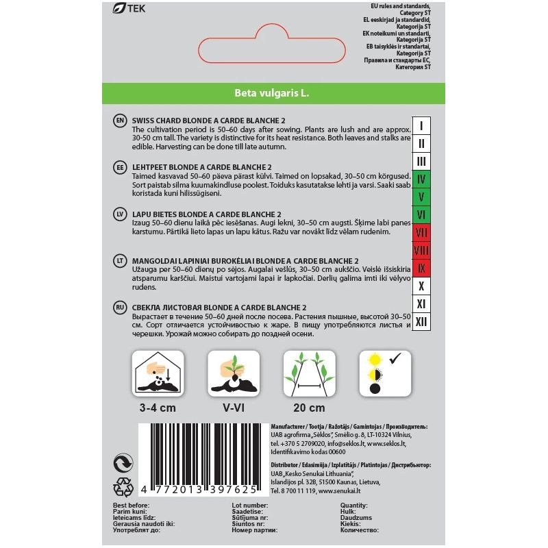 Sēklas bietes lapu blonde a carde 2g