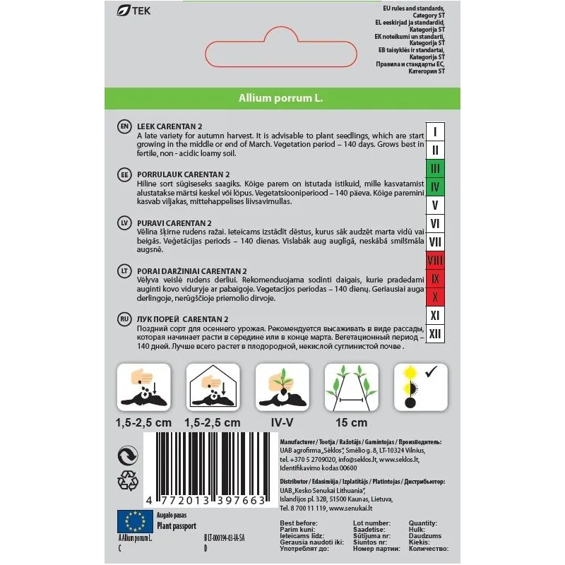 Sėklos Okko, porai CARENTAN 2, 1 g