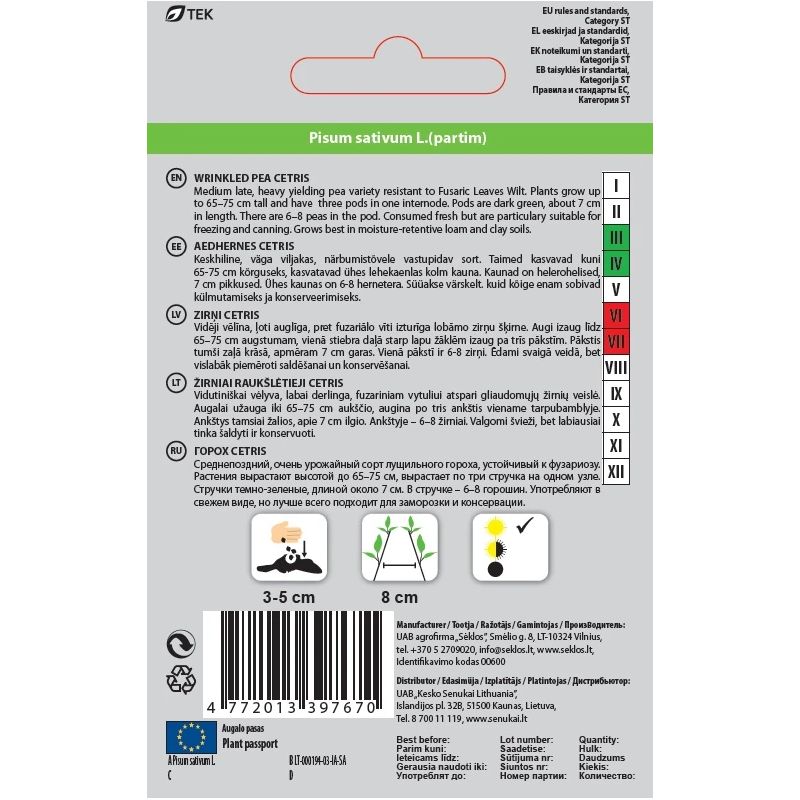 Sēklas dārzeņu zirņi šķautņ.cetris 5g