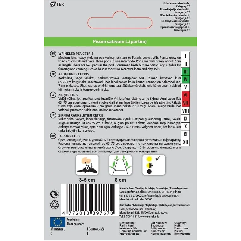 Sėklos Okko, žirniai CETRIS, 5 g