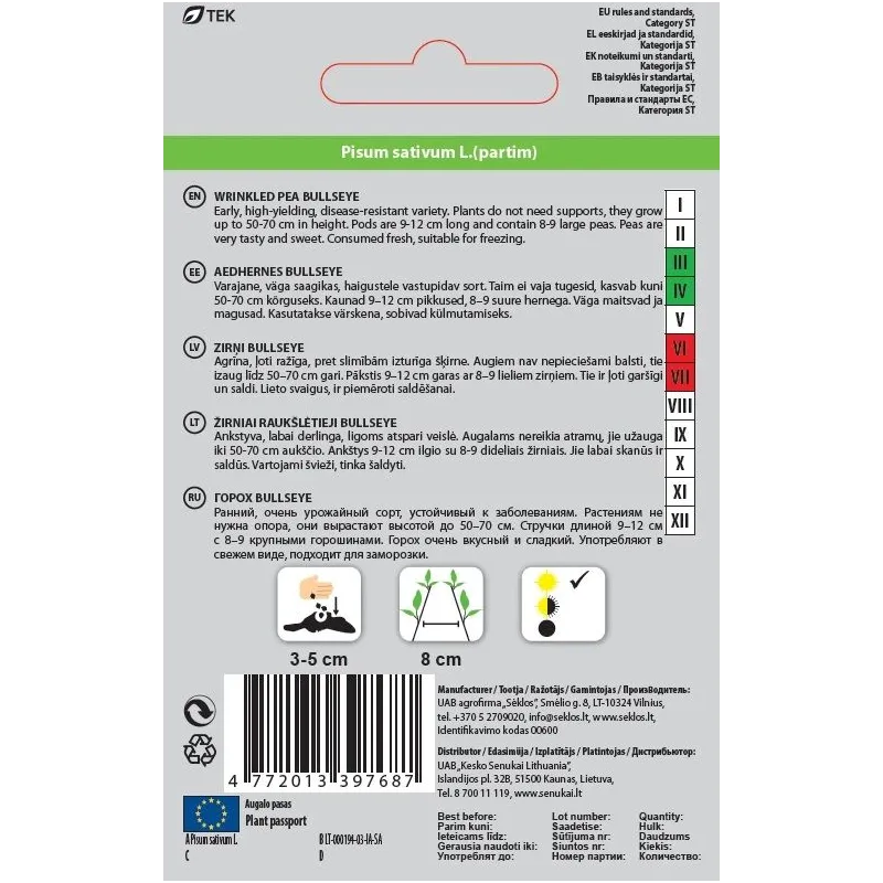 Sēklas Okko, zirņi BULLSEYE, 5 g